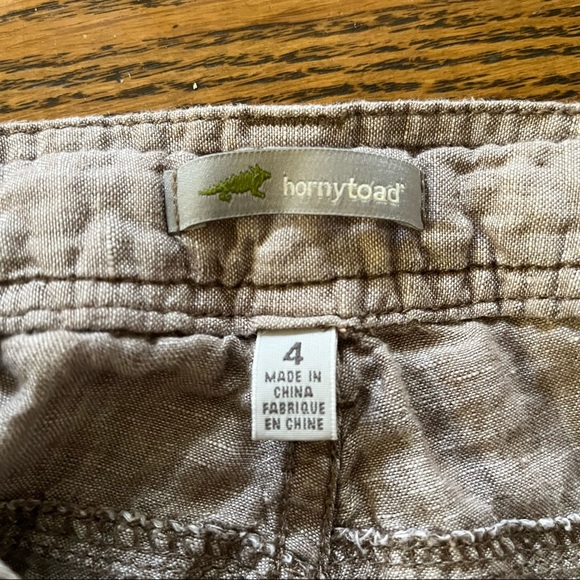 Horny Toad Linen Shorts 4 Light Brown Drawstring Fun Pockets & adjustable tabs - Picture 4 of 9